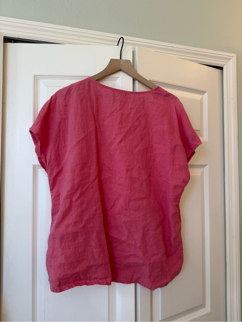 FLAX by Jeanne Engelhart 100% Linen Pink Tee Blouse Sz M - Picture 7 of 8
